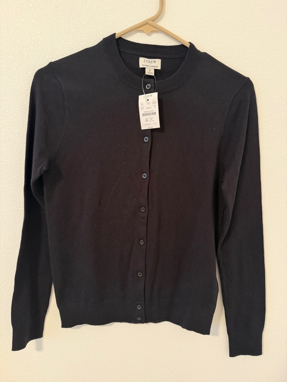 J. Crew Black Button-Front Crewneck Cardigan
